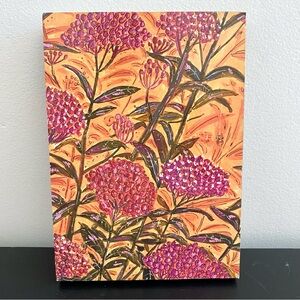 Art Print on Wood “Milkweed” by Tricia Clark Unique Gouache Print Cottagecore